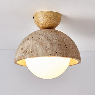 Stone finish industrial ceiling light – yellow dining room