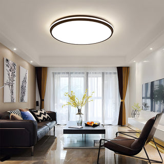 Minimalist circular ceiling light white metal – LED bedroom