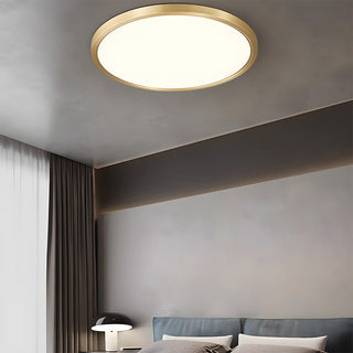 Warm circular ceiling light copper – minimalist LED close-up