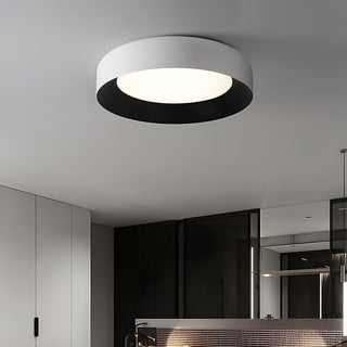 Modern black metal LED ceiling lamp, flush mount living room