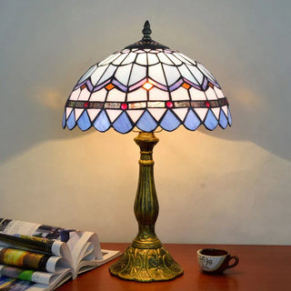 Dome shade floral lamp — colorful glass warm glow