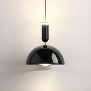 Bauhaus LED pendant light with stained glass shade — dining room