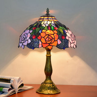 Colorful dome lamp close-up — mid-century floral detail