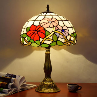 Mid-century floral lamp — colorful glass dome setting