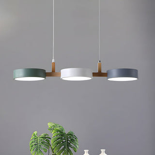 Three-head pendant lamp with iron wood construction