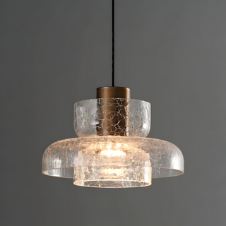 Modern pendant close-up — glass double head textured lamp