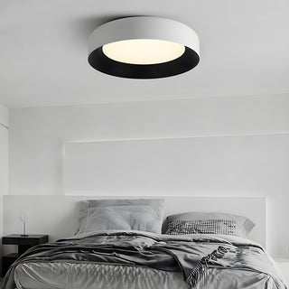 Black flush mount ceiling fixture, modern metal LED living room