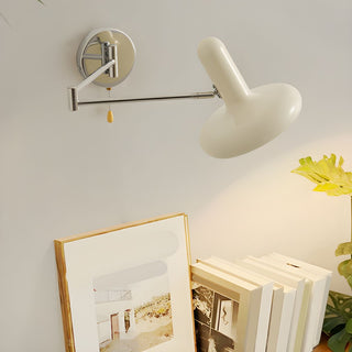 Retro adjustable swing arm wall lamp white metal illuminated