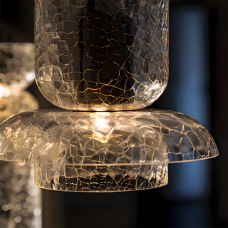 Suspension moderne en verre – Lampe suspendue à double tête avec design texturé