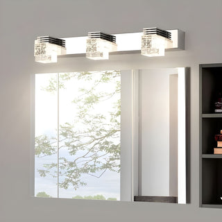 Crystal luxury LED silver vanity wall lamp in bathroom — sconce