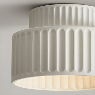Vintage Drum Ceiling Lamp – Semi Flush Mount Light with Cream Drum Shade