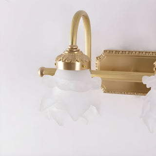 Applique murale de salle de bain dorée – Luminaire mural de luxe moderne avec design en laiton et verre