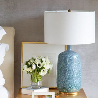 Fabric shade ceramic lamp — modern soft diffused setting