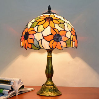 Colorful mid-century table lamp — glass dome floral
