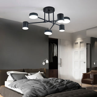 LED Ceiling Light - Metal Flush Mount Light with Gold & Black Circle Design