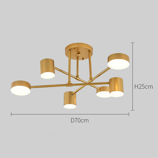 LED Ceiling Light - Metal Flush Mount Light with Gold & Black Circle Design