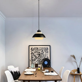 Minimalist dining pendant lamp detail — aluminium ceiling fixture