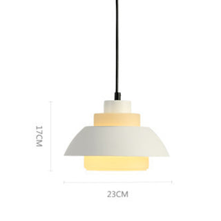 Aluminium pendant lamp from above — minimalist dining room fixture