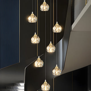 Gold aluminum crystal pendant — contemporary living room lamp