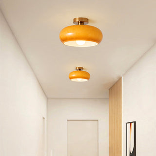 Vintage Glass Ceiling Light – Round Amber Pendant with Adjustable Hanging