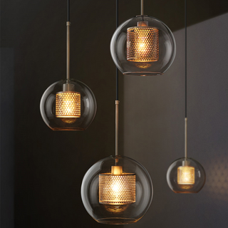 Contemporary glass pendant with gold hardware