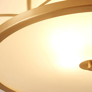 Geometric antique brass ceiling lamp – glass drum glow