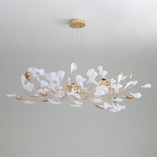 Metal unique art chandelier ambient — modern dining warm glow