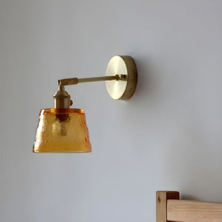 Vintage glass wall sconce adjustable metal illuminated — warm