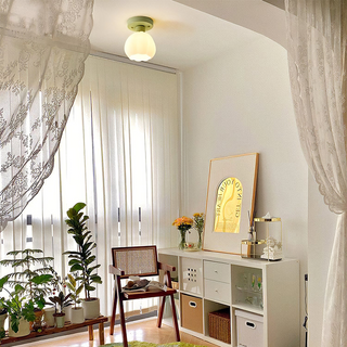 Pumpkin ceiling light in hallway, modern mini glass metal