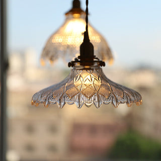 Vintage glass pendant with mid-century adjustable brass finish