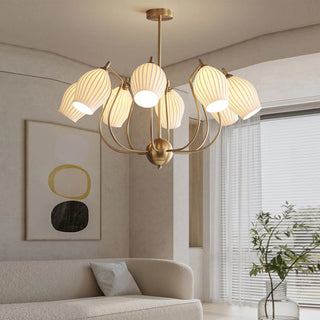 Flower chandelier ceramic glaze warm glow interior light