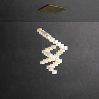 Geometric pendant top view — white alabaster modern ceiling lamp