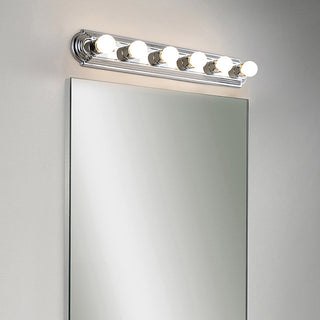 Silver Nordic bathroom vanity sconce detail — metal E27 lamp