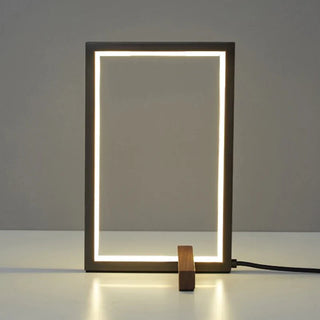 Minimalist walnut copper desk lamp — square LED warm