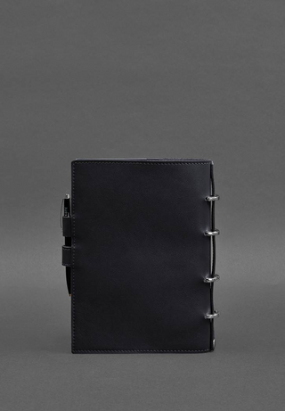 leather bound notebook handcrafted journal replaceable insert pen holder close-up