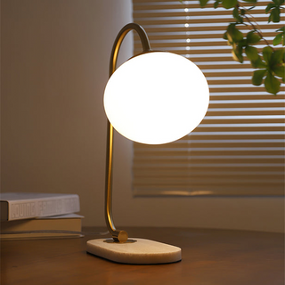 Marshmallow table lamp wide — glass metal warm