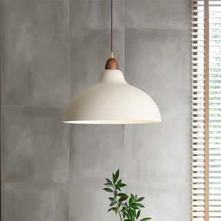 Nordic white pendant with adjustable wood and metal fixture