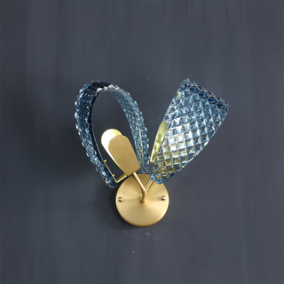 Copper retro wall sconce with blue glass — warm ambient light