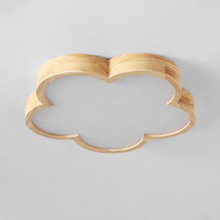 Wooden LED flush ceiling light flower – modern bedroom