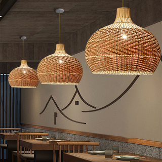 Suspension en rotin – Lampe suspendue tissée à la main avec câble de suspension réglable
