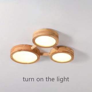 Retro Wood Ceiling Light - Multi Head Ceiling Light with Warm Ambient LED