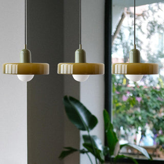 Three-head ceiling pendant with Bauhaus glass design
