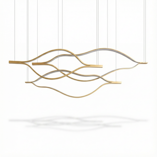 Postmodern Chandelier | Gold Aluminum LED Fixture with Remote Control Lighting