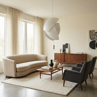 LED Fabric Pendant Light – Modern White Fabric Lampshade | Living Room Lighting