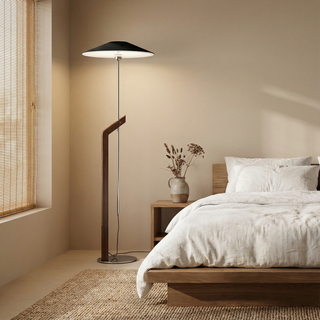 Minimalist Wooden Floor Lamp – Modern LED Lighting With Fabric Lampshade