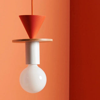 Wood pendant side view — colored modern kitchen island fixture