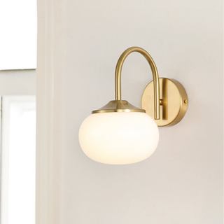 Modern pink glass gold bedroom wall sconce — lamp
