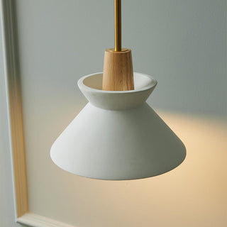 Suspension en Béton - Lampe Cône Moderne Blanche avec Longueur de Suspension Ajustable