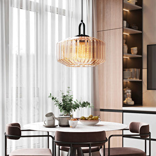 Striped glass ceiling lamp — mid-century E27 fixture