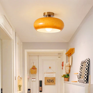 Vintage Glass Ceiling Light – Round Amber Pendant with Adjustable Hanging